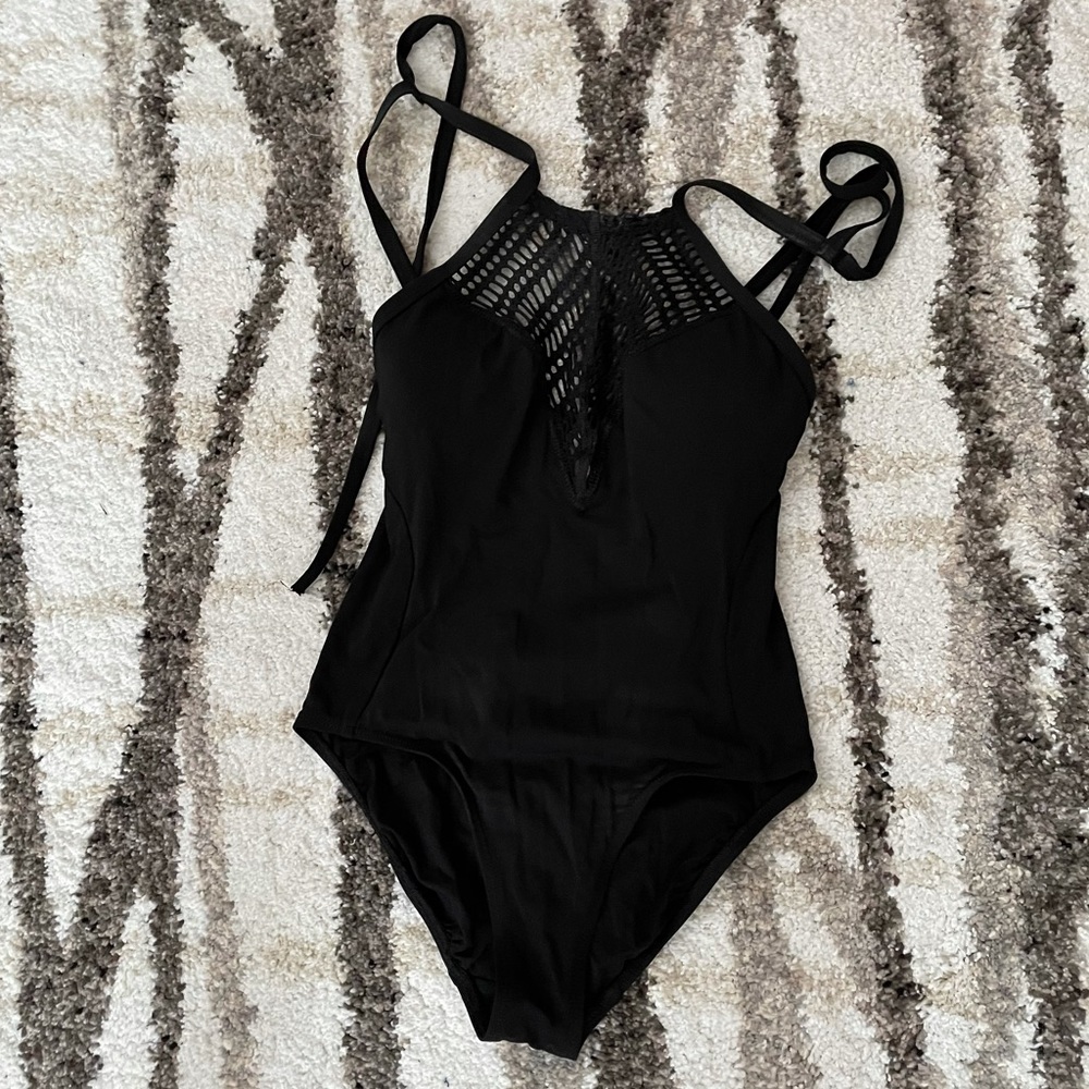 Robin Piccone Black Sophia Crochet One Piece Swimsuit - Picture 2 of 8